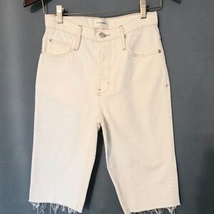 Frame Denim White High-Waist Bermuda Shorts